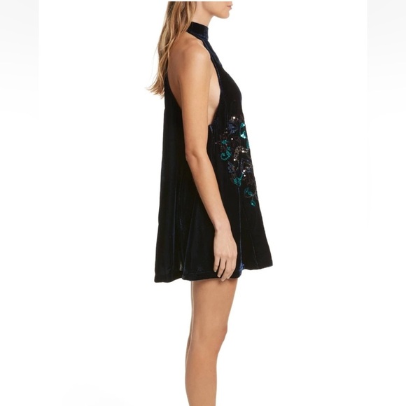 FREE PEOPLE Jill's Sequin Swing Velvet Dress in Blue Combo  Sz: XS - Picture 16 of 16